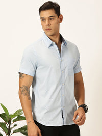 Thomas Scott Men Premium Cutaway Collar Polka Dots Printed Cotton Casual Shirt
