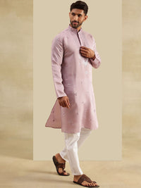SOJANYA Floral Embroidered Mandarin Collar Sequinned Kurta With Pyjamas