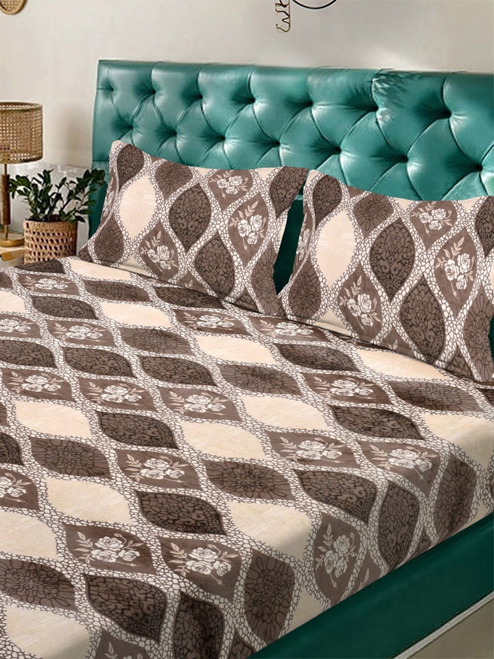 Myntra Elegant Homes Brown & Beige Geometric Dilengkapi Set Cadar King 300 TC- 250X225 cm