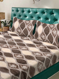 Myntra Elegant Homes Brown & Beige Geometric Dilengkapi Set Cadar King 300 TC- 250X225 cm