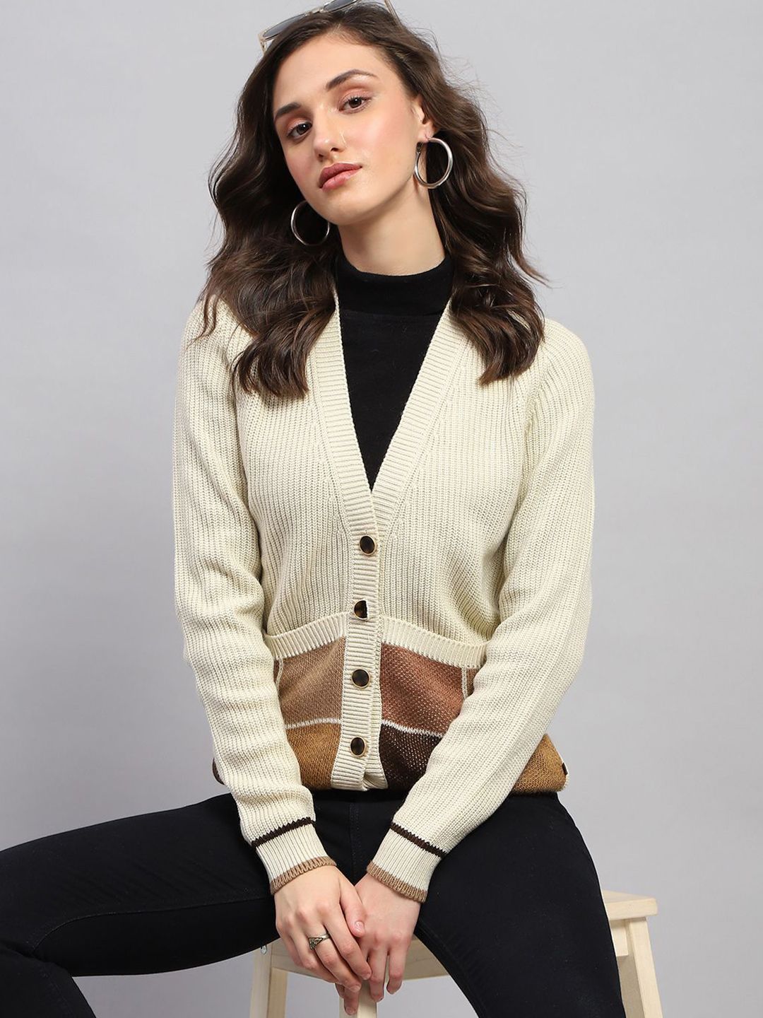 Monte Carlo Women Ribbed Woolen Cardigan