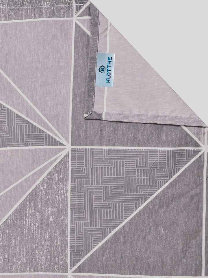 KLOTTHE Purple & Grey Geometric 300 TC Single Bedsheet with 1 Pillow Covers