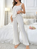 DressBerry Women Self Design Square Neck Top Pyjamas Night suit