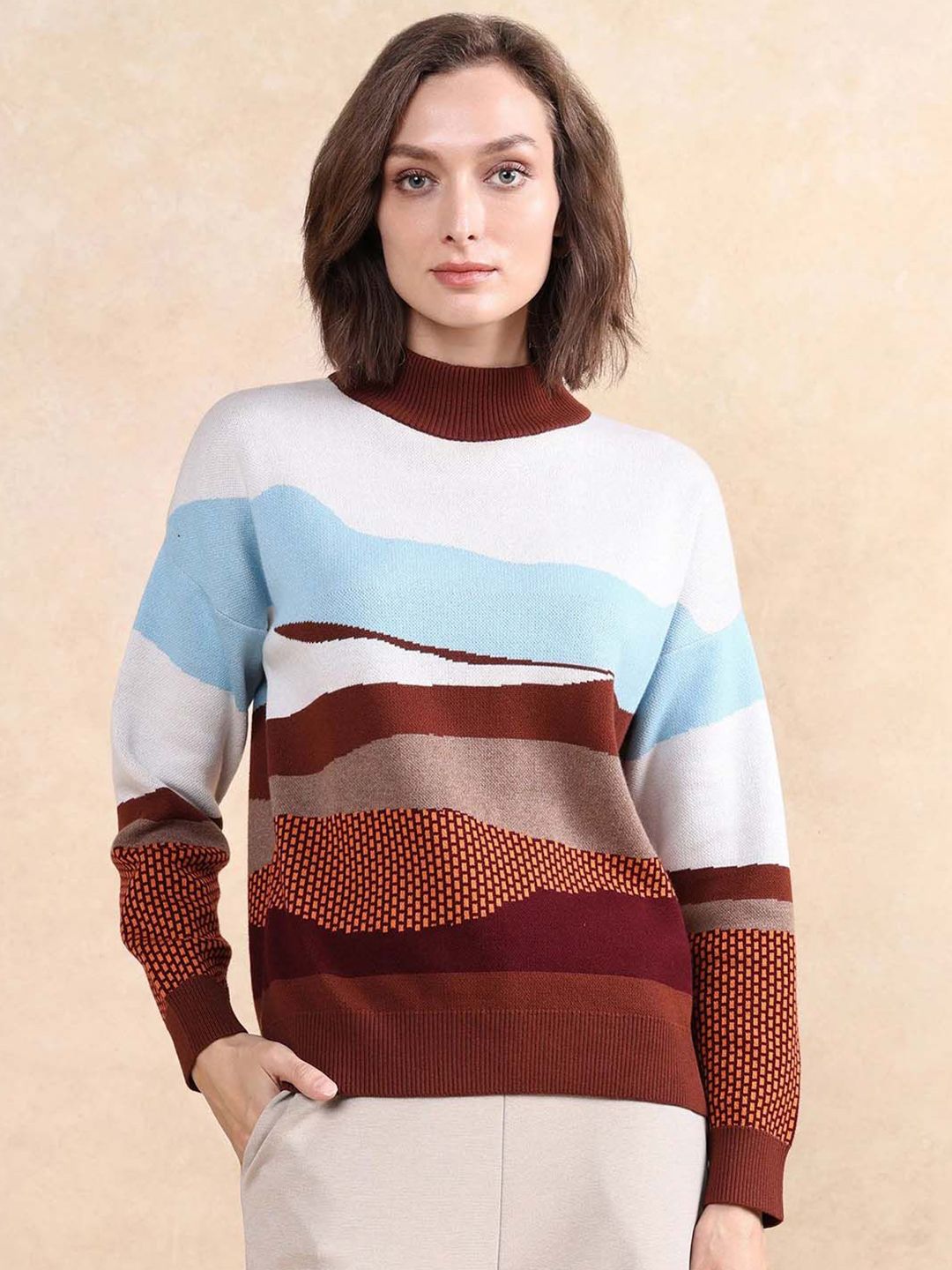 Rareism Women Colourblocked Cotton Top