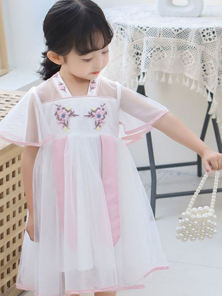 YK Floral Girls Floral Self Design Fit & Flare Dress