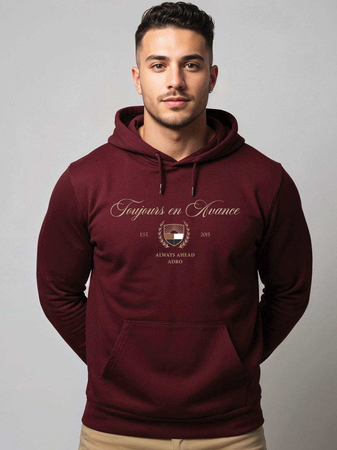 Adro Toujours en Avance 320 GSM Fleece Printed Graphic Hoodie