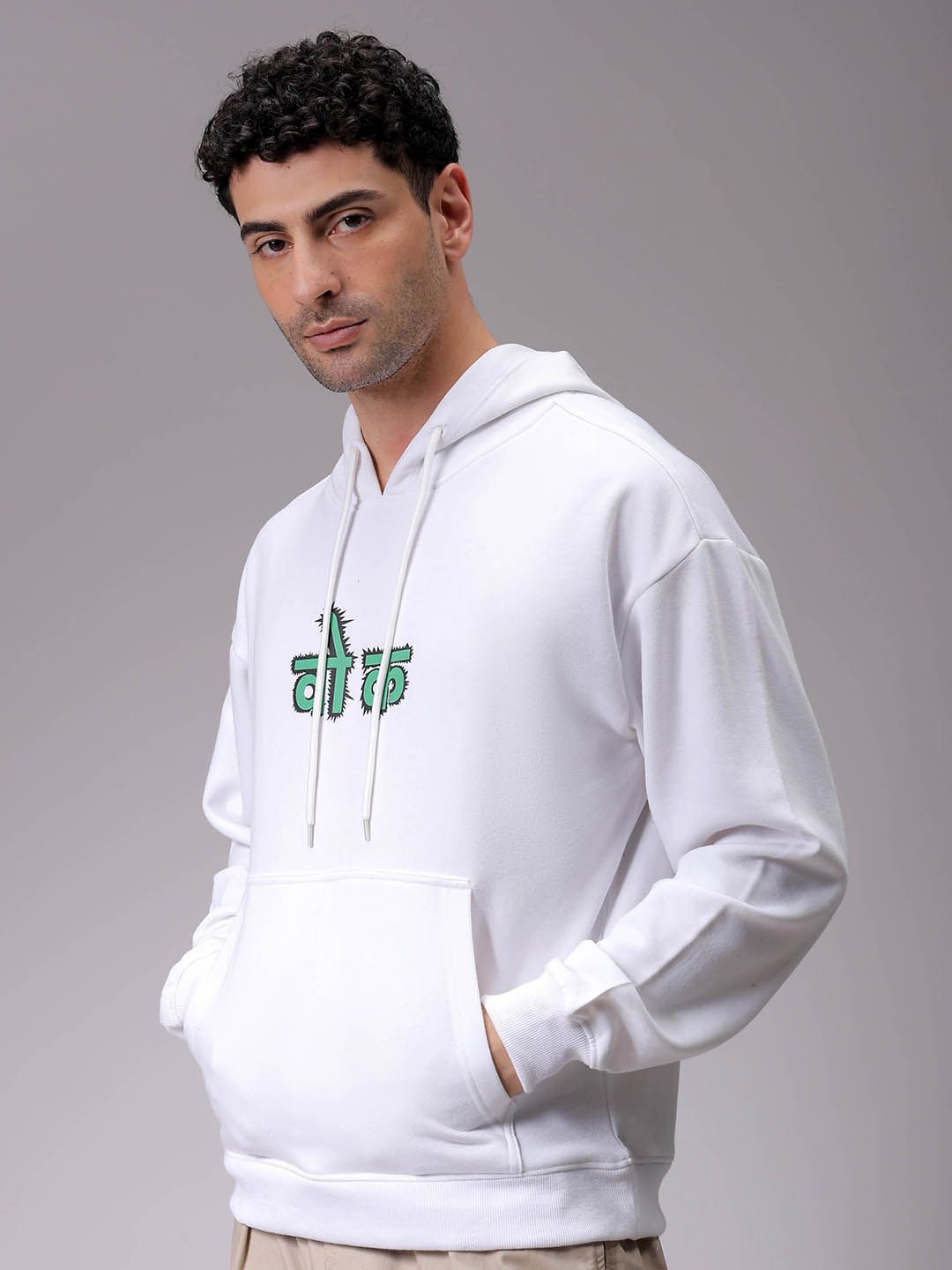 The Indian Garage Co Men Printed Hooded Sweatshirt
