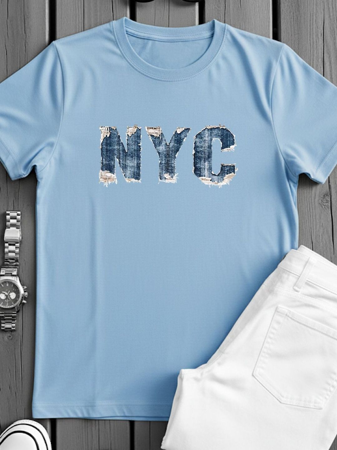ADRO Typography Printed Short Sleeves Cotton Regular Fit T-shirt