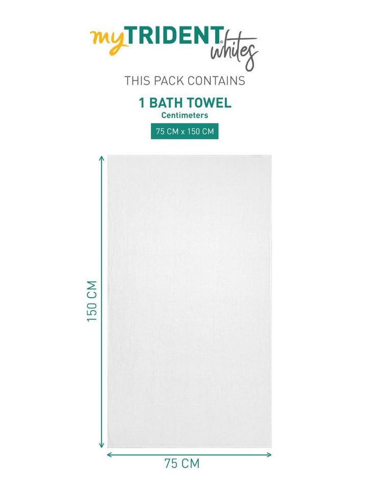 MYTRIDENT White 1 Cotton 550 GSM Bath Towel