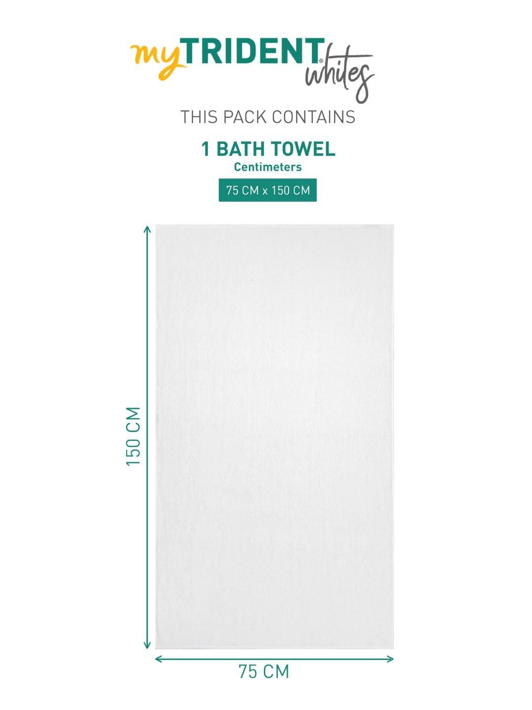 MYTRIDENT White 1 Cotton 550 GSM Bath Towel