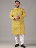 SOJANYA PLUS Plus Size Lelaki Motif Etnik Bercetak Kolar Jalur Kurta Lurus Dengan Piyama