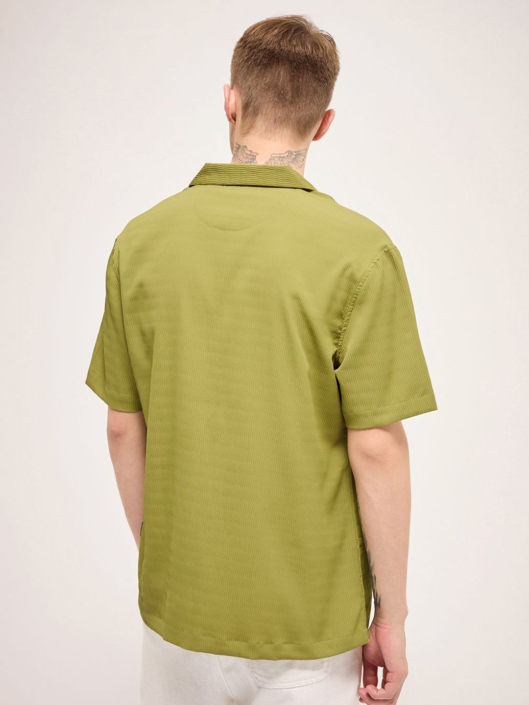 THE BEAR HOUSE Men Cuban Collar Abstract Printed Casual Shirt