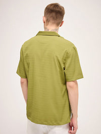 THE BEAR HOUSE Men Cuban Collar Abstract Printed Casual Shirt
