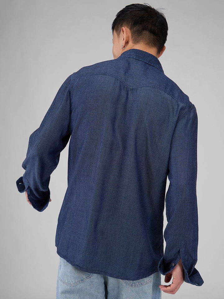 VASTRADO Men Classic Spread Collar Solid Cotton Slim Fit Casual Shirt