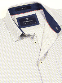 Thomas Scott Men Smart Spread Collar Pinstripes Striped Cotton Formal Shirt
