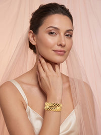 VOGUE PANASH Women Brass Gold-Plated Cuff Bracelet
