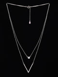 PANASH 925 Sterling Perak Kalung Berkembar Berlapis Rhodium Berlapis CZ