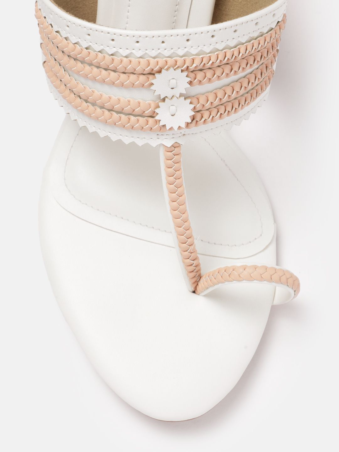 House of Pataudi Open Toe Woven Design Block Heels