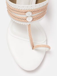 House of Pataudi Open Toe Woven Design Block Heels