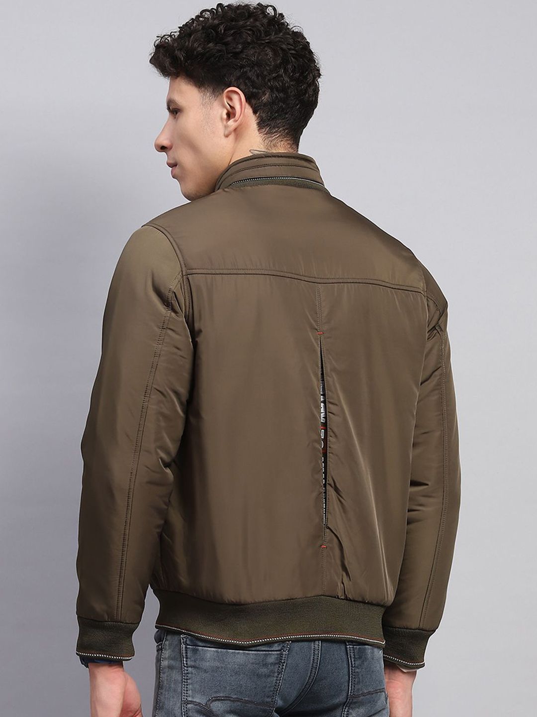 Monte Carlo Men Mock Collar Solid Casual Bomber Jacket