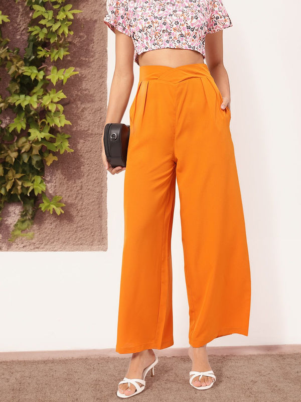 DressBerry Women Cyber Chic Pleated Flared Trouser