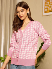 Berrylush Women Self Design Cardigan