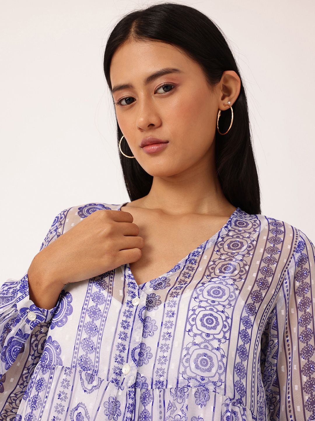 DressBerry Glamorous Chic Printed A-Line Dobby Dress With A Inner Slip