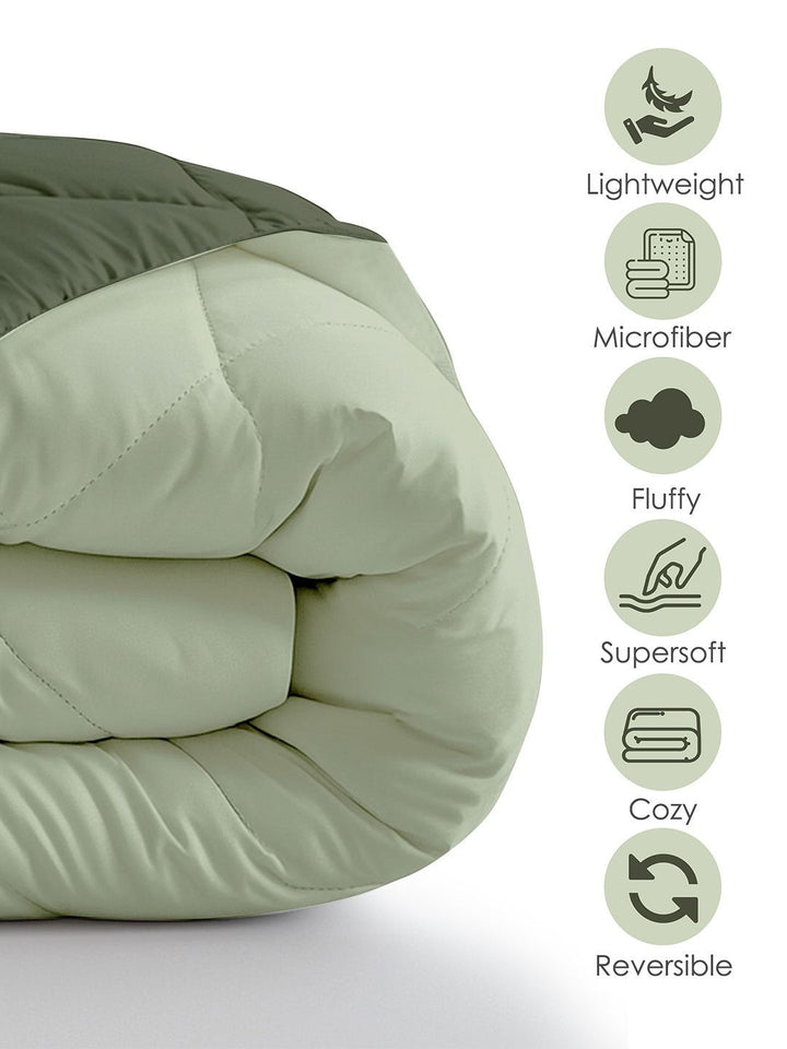 Story@home Olive Green Solid Reversible 240 GSM Heavy Winter Double Bed Comforter