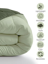 Story@home Olive Green Solid Reversible 240 GSM Heavy Winter Double Bed Comforter