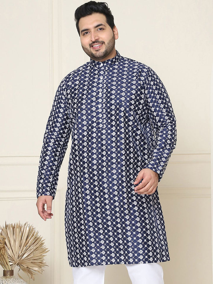 SOJANYA PLUS Kurta Lurus Kolar Mandarin Sulam Bunga