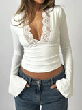 DressBerry Women Bell Sleeve Crop Top