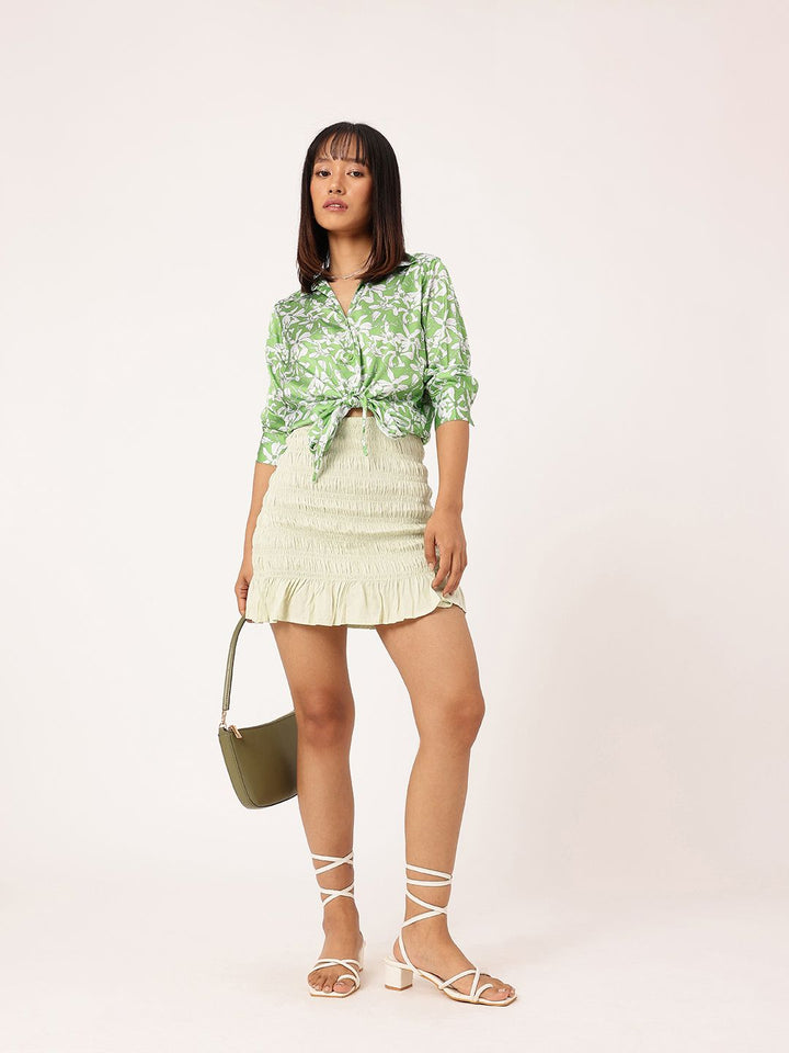 DressBerry Spirited Petals Knot & Tie Hem Shirt