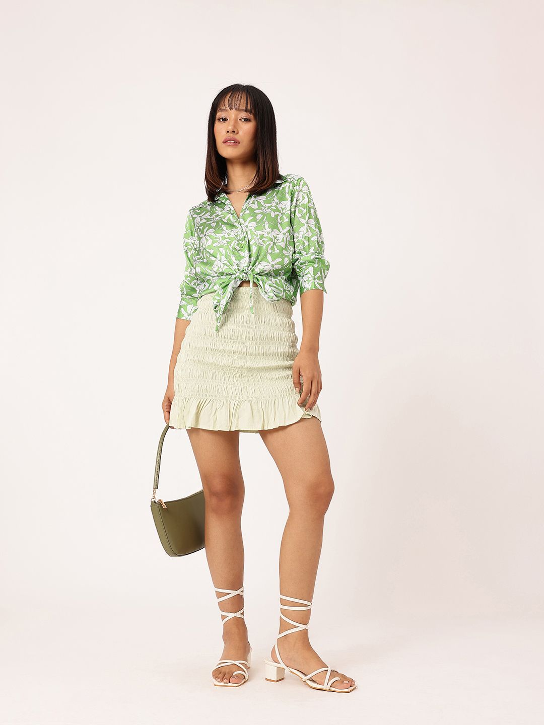 DressBerry Spirited Petals Knot & Tie Hem Shirt