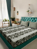 Myntra Elegant Homes Olive Green Floral Pure Cotton Set Cadar King 400 TC-2.5mX2.25m