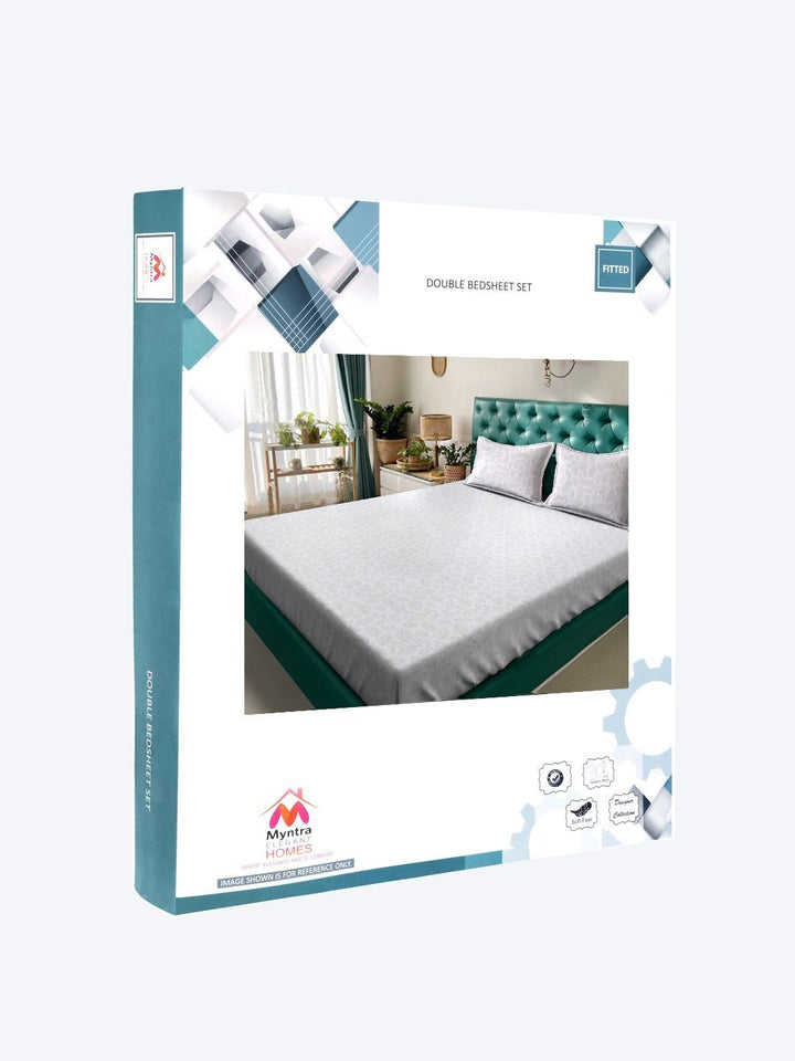 Myntra Elegant Homes White Floral 400 TC Bedsheet with 2 Pillow Covers