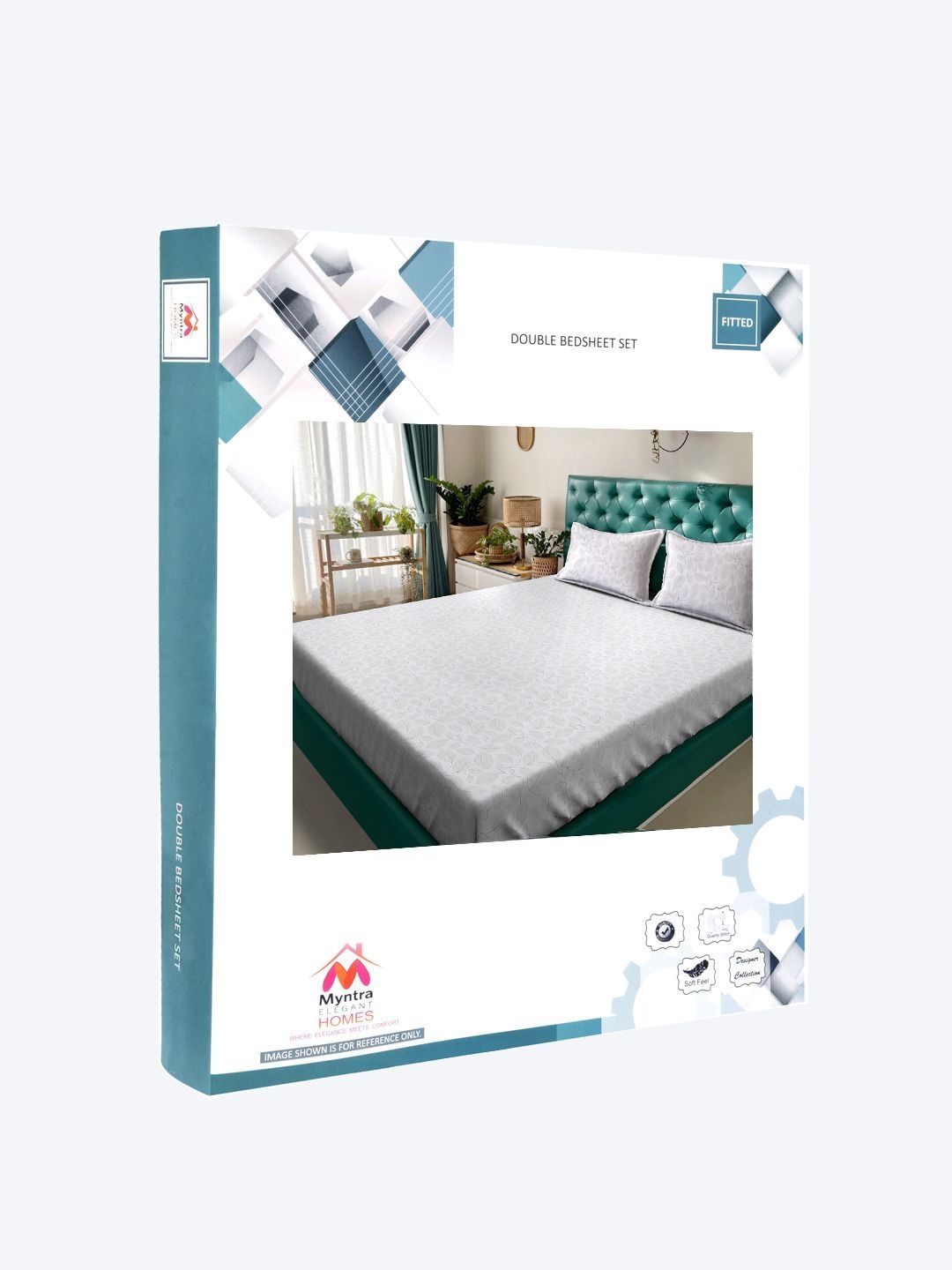 Myntra Elegant Homes White Floral 400 TC Bedsheet with 2 Pillow Covers
