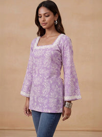 Kurta Bercetak Bunga Rumah Wanita Chikankari