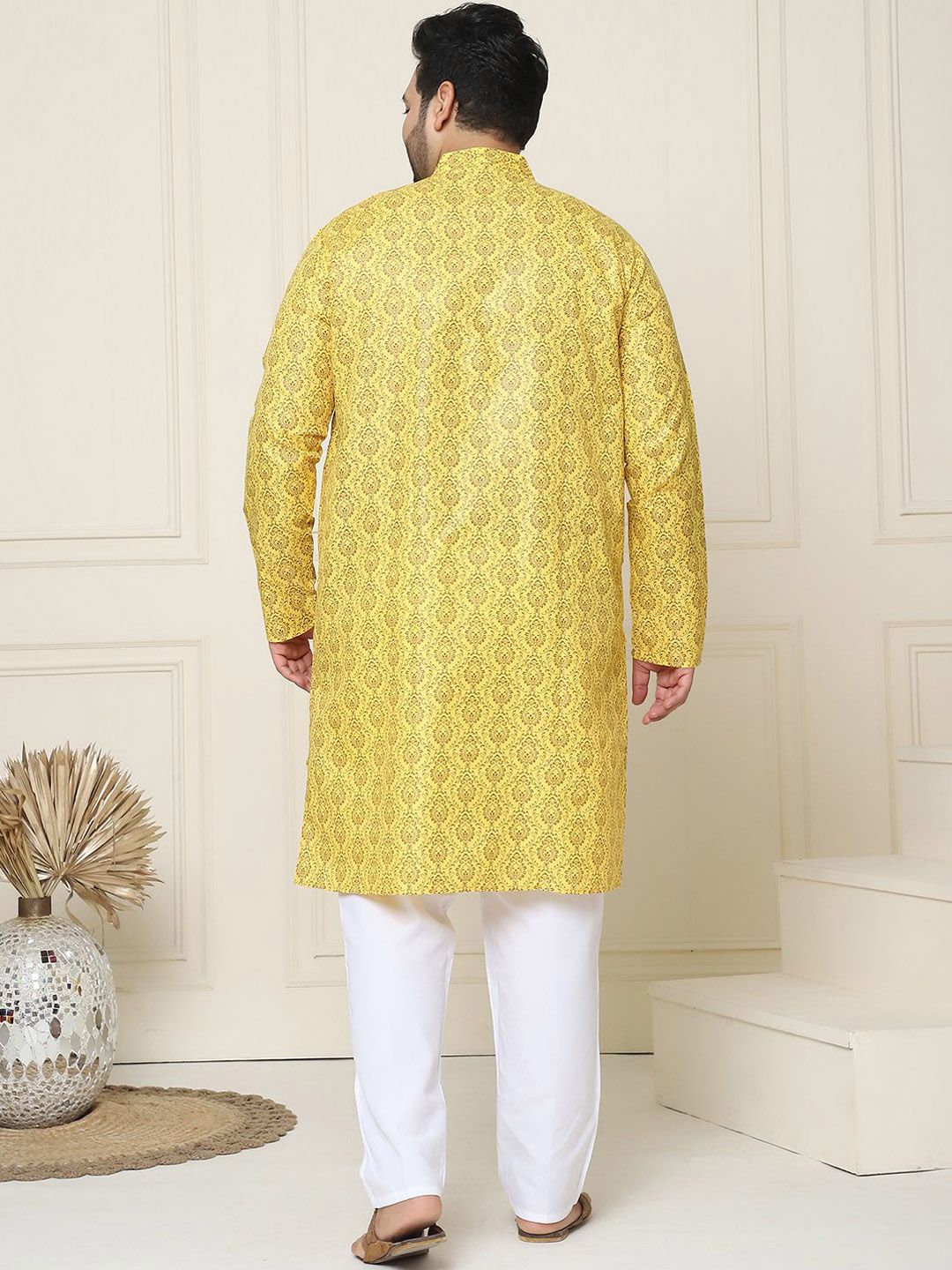 SOJANYA PLUS Motif Etnik Bercetak Linen Kapas Kurta Lurus dengan Piyama