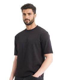 RARE RABBIT Men Solid Round Neck Cotton Oversized T-shirt
