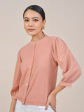AND Women Mandarin Collar Shirt Style Top