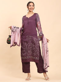 Mamicha Women Floral Printed Regular Pure Cotton Kurta with Trousers & Dupatta
