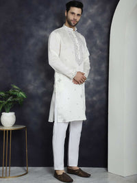 Jompers Geometric Embroidered Regular Mirror Work Kurta With Pyjamas