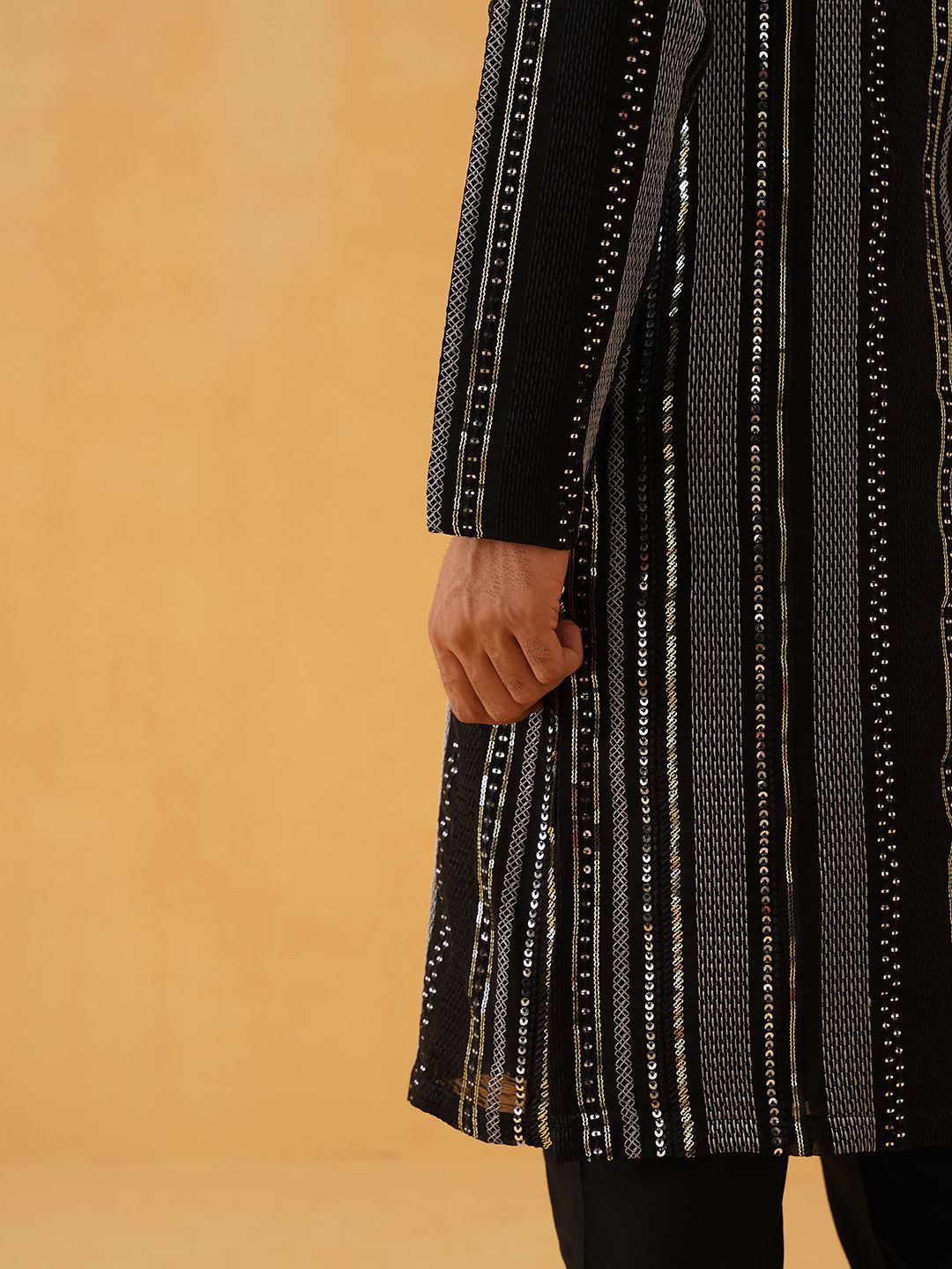 SOJANYA LUXE Lelaki Sulam Labuci Georgette Kurta
