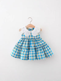 YK Checked Fit & Flare Dress