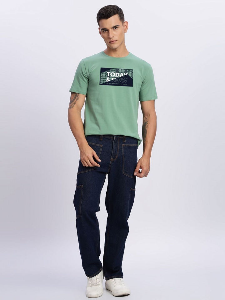 ADRO Typography Printed Round Neck Cotton T-shirt
