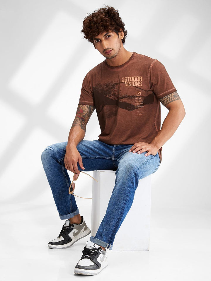 SPYKAR Men Raw Edge Slim Fit T-shirt
