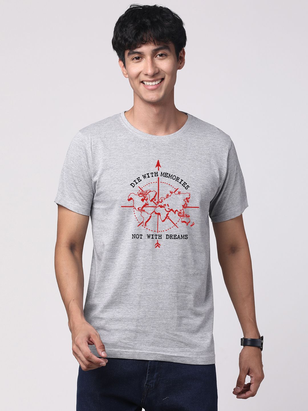 ADRO  Pack of 3 Printed Round Neck Cotton T-shirt