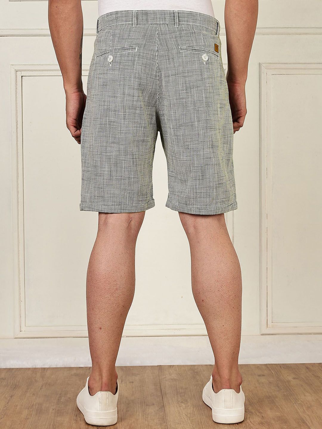 Thomas Scott Men Checked Linen Shorts