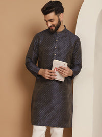 Anouk Men Navy Blue Flared Sleeves Kerja Benang Kurta