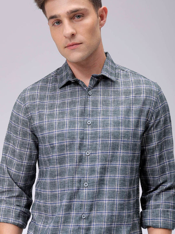 The Indian Garage Co Men Slim Fit Opaque Checked Casual Shirt
